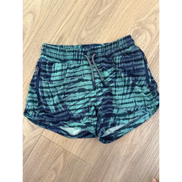 Athleta Girl Size Medium 8-10 Blue & Green Tie-Dye Elastic Waistband Shorts - Picture 1 of 3